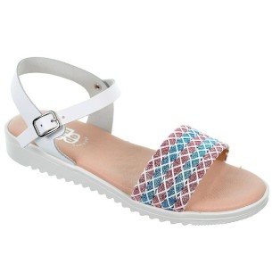 Crecendo Sandalia en piel. Con pala fantasía en colores, cierre en pulsera con hebilla. Plantilla de piel. Suela antideslizante. 2