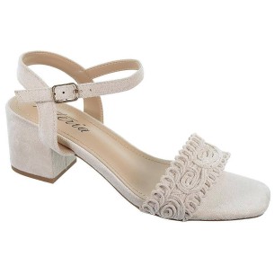 23063 Isteria Sandalia en antelina cierre en pulsera con hebilla . Tacón ancho forrado en antelina de 5cm. eventos y ceremonias. 2