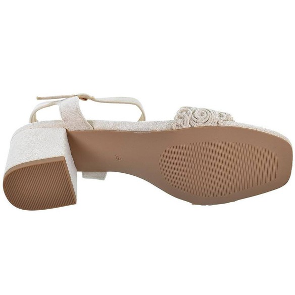 23063 Isteria Sandalia en antelina cierre en pulsera con hebilla . Tacón ancho forrado en antelina de 5cm. eventos y ceremonias.