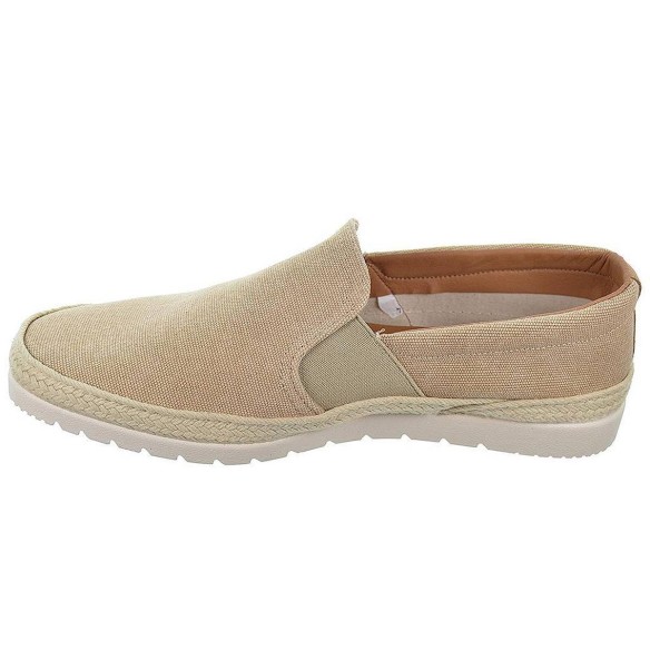 20368 Mediterranea Alapargata lona con elásticos en lados. Forro textil y plantilla acolchada. Esparto y suela antideslizante.