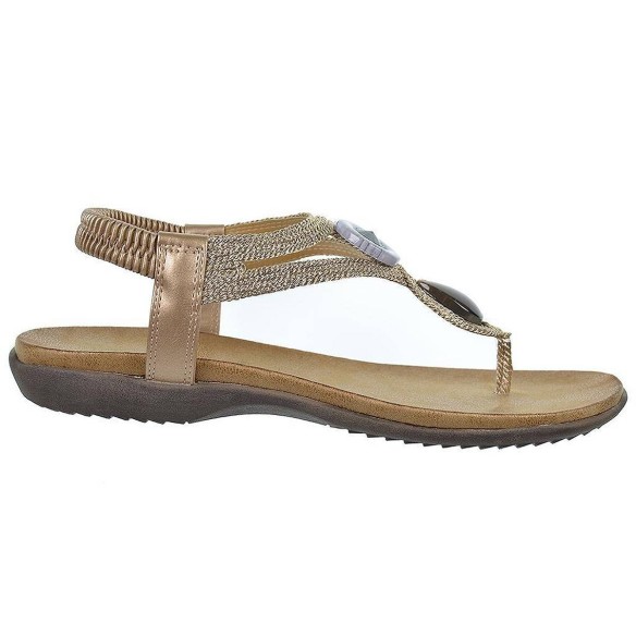 Amarpies Sandalia esclava textil y sintético y talón elástico, plantilla confort y suela de goma muy ligera y flexible.