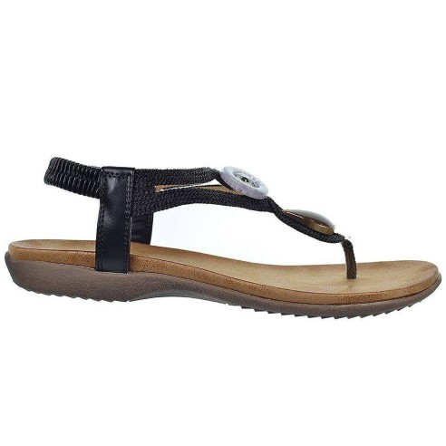 Amarpies Sandalia esclava textil y sintético y talón elástico, plantilla confort y suela de goma muy ligera y flexible.