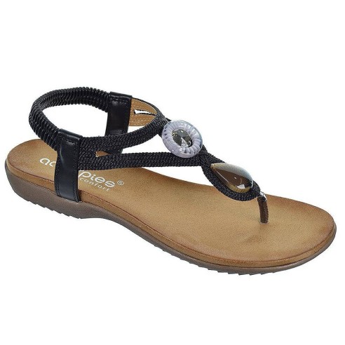 Amarpies Sandalia esclava textil y sintético y talón elástico, plantilla confort y suela de goma muy ligera y flexible.