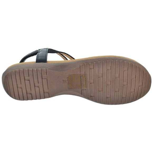 Amarpies Sandalia esclava textil y sintético y talón elástico, plantilla confort y suela de goma muy ligera y flexible.