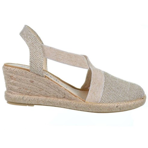 20192 Mediterránea. Zapatilla alpargata textil. Elásticos laterales. Plantilla acolchada . Piso cuña en yute. Antideslizante.