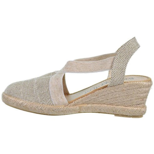 20192 Mediterránea. Zapatilla alpargata textil. Elásticos laterales. Plantilla acolchada . Piso cuña en yute. Antideslizante.