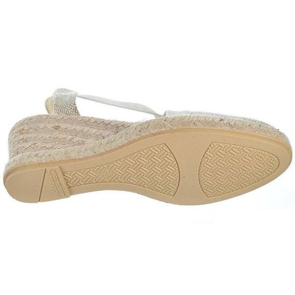 20192 Mediterránea. Zapatilla alpargata textil. Elásticos laterales. Plantilla acolchada . Piso cuña en yute. Antideslizante.
