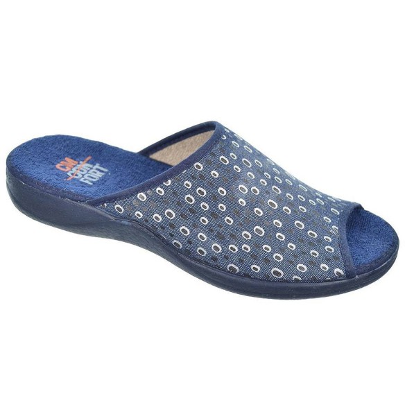 30182 Cmconfort Zapatilla textil destalonada con puntera abierta, plantilla textil acolchada. Piso de goma antideslizante.