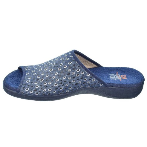 30182 Cmconfort Zapatilla textil destalonada con puntera abierta, plantilla textil acolchada. Piso de goma antideslizante.