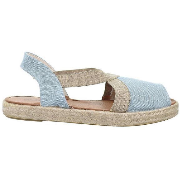 20171 Mediterranea Alpargata textil, elásticos en ambos lados y plantilla acolchada. Piso de yute y suela de goma antideslizante