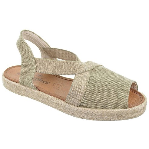 20171 Mediterranea Alpargata textil, elásticos en ambos lados y plantilla acolchada. Piso de yute y suela de goma antideslizante