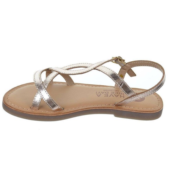 68217 Tilly Gioseppo Sandalia piel metalizado con tiras. hebilla. Plantilla en piel acolchada. Suela antideslizante y flexible.