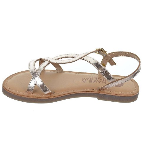 Varzea Gioseppo Sandalia piel metalizado con tiras. Con Hebilla. Plantilla en piel acolchada. Suela antideslizante y flexible.