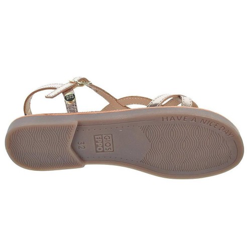 Varzea Gioseppo Sandalia piel metalizado con tiras. Con Hebilla. Plantilla en piel acolchada. Suela antideslizante y flexible.