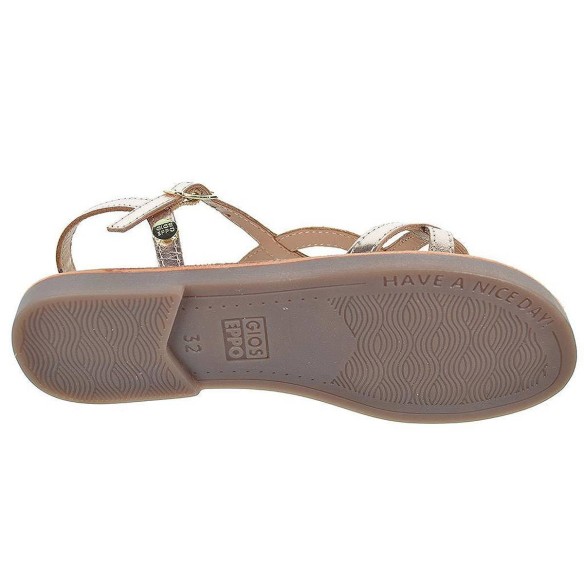 Varzea Gioseppo Sandalia piel metalizado con tiras. Con Hebilla. Plantilla en piel acolchada. Suela antideslizante y flexible.