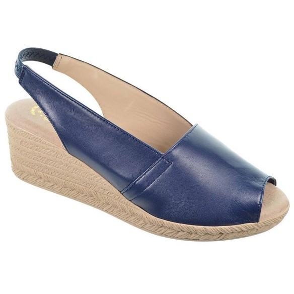 418 Duendy Sandalia piel estilo camping. Plantilla confort y elástico en talón. Con cuña e imitación yute, altura 5cm aprox.