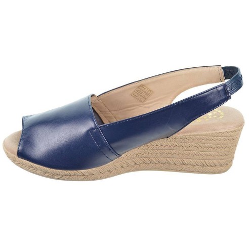 418 Duendy Sandalia piel estilo camping. Plantilla confort y elástico en talón. Con cuña e imitación yute, altura 5cm aprox.