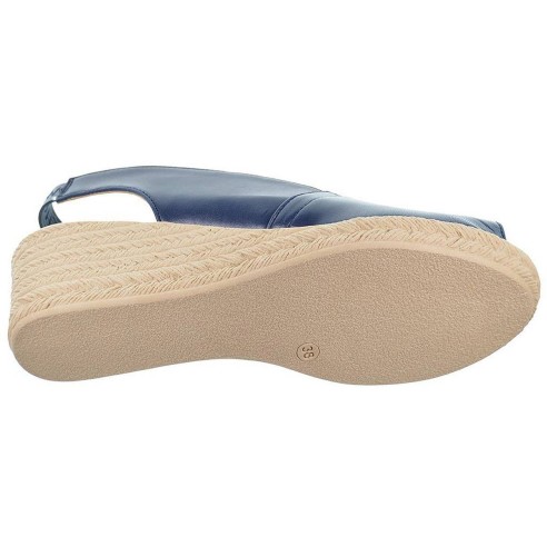 418 Duendy Sandalia piel estilo camping. Plantilla confort y elástico en talón. Con cuña e imitación yute, altura 5cm aprox.