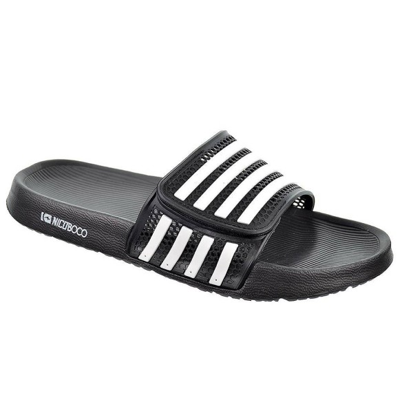 Good Nicoboco Chancla Playa y piscina Zueco con pala de goma perforada y con velcro . Suela de caucho muy ligera y flexible.