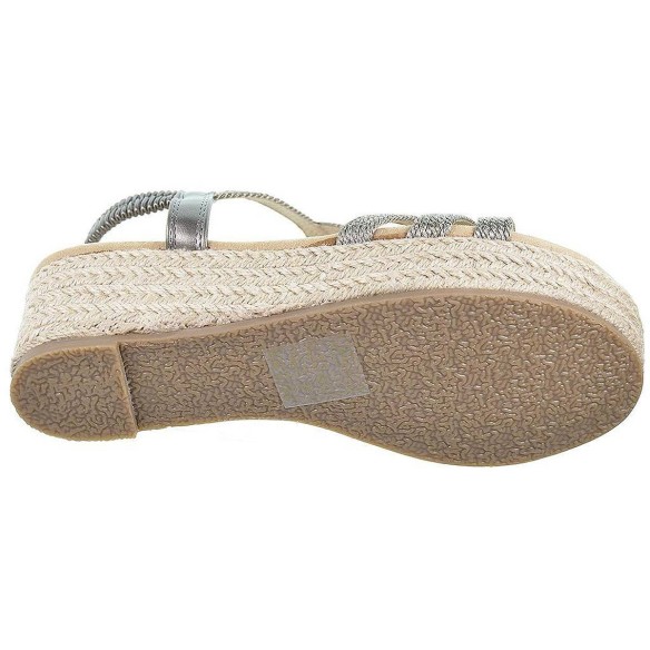 23525 Amarpies Sandalia sintética. Tiras trenzadas. Acolchada. Plataforma con cuña de 5cm forrado en rafia. Antideslizante.