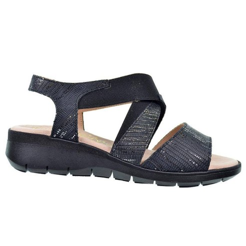 3594 Duendy Sandalia piel con tiras elásticas cruzadas en empeine. Plantilla de piel confort. Antideslizante. Pies delicados