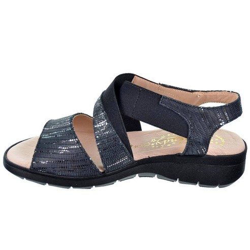 3594 Duendy Sandalia piel con tiras elásticas cruzadas en empeine. Plantilla de piel confort. Antideslizante. Pies delicados