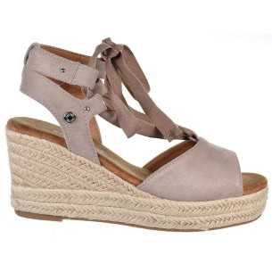 79808 Refresh Sandalia antelina. Cierre en cintas. Forro textil yute. Plantilla acolchada. plataforma cuña 8cm. Antideslizante