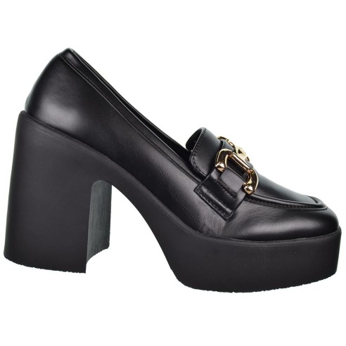 23231 Isteria Zapato Mocasín  sintético y forro textil. Piso de goma, tacón ancho de 10,5cm y plataforma de 3cm.