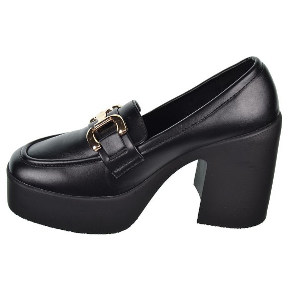 23231 Isteria Zapato Mocasín  sintético y forro textil. Piso de goma, tacón ancho de 10,5cm y plataforma de 3cm.