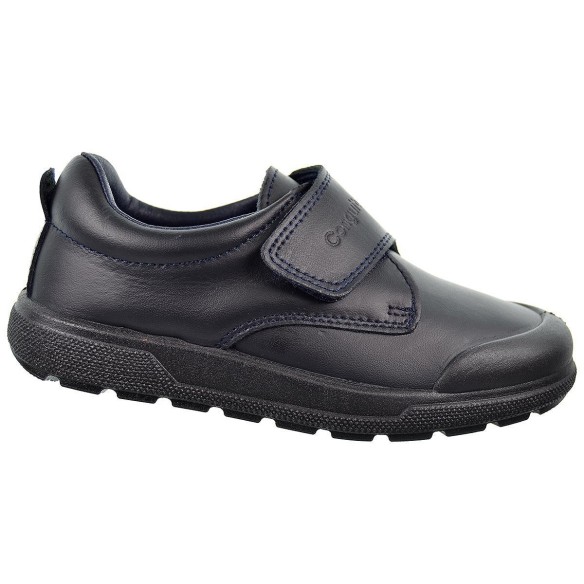 Zapato de piel lavable. Velcro, forro textil y plantilla extraíble antibacteriana. Suela ultrarresistente y antideslizante.