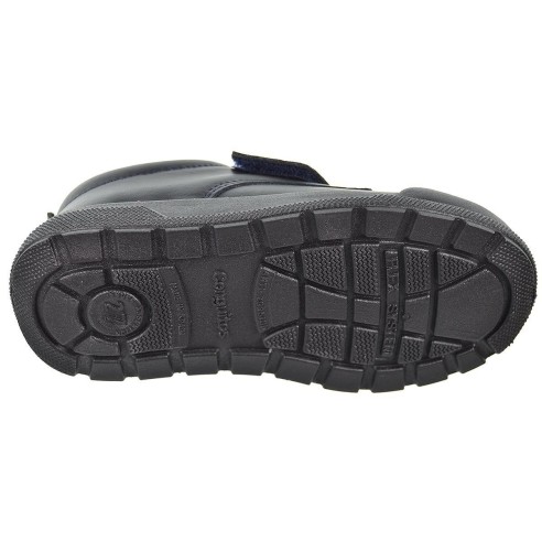 Zapato de piel lavable. Velcro, forro textil y plantilla extraíble antibacteriana. Suela ultrarresistente y antideslizante.