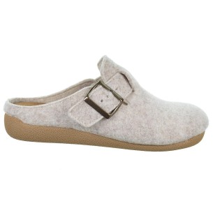 30146 Cmconfort Zapatilla de Casa 
 destalonada en textil. hebilla regulable y plantilla acolchada. antideslizante,