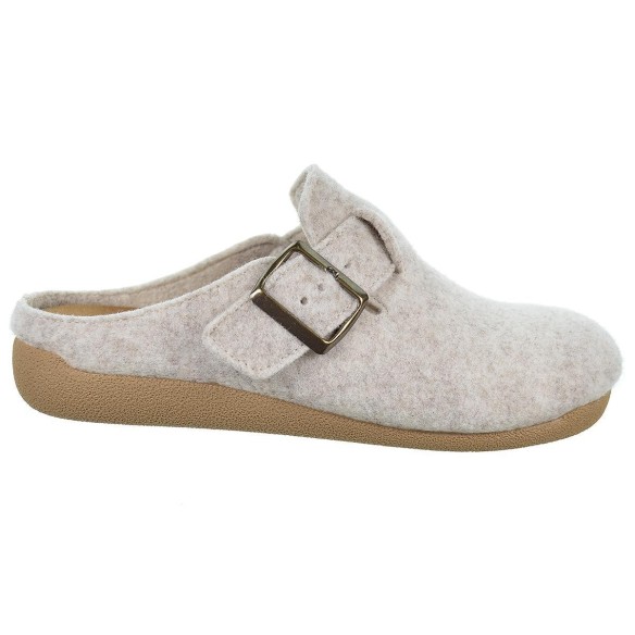 30146 Cmconfort Zapatilla de Casa 
 destalonada en textil. hebilla regulable y plantilla acolchada. antideslizante,