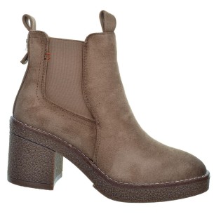 170990 Refresh Botín antelina, forro en textil. cremallera y elástico exterior. Piso de goma tacón ancho de 7cm. antideslizante.