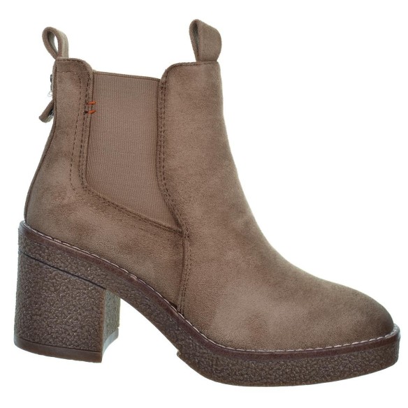 170990 Refresh Botín antelina, forro en textil. cremallera y elástico exterior. Piso de goma tacón ancho de 7cm. antideslizante.