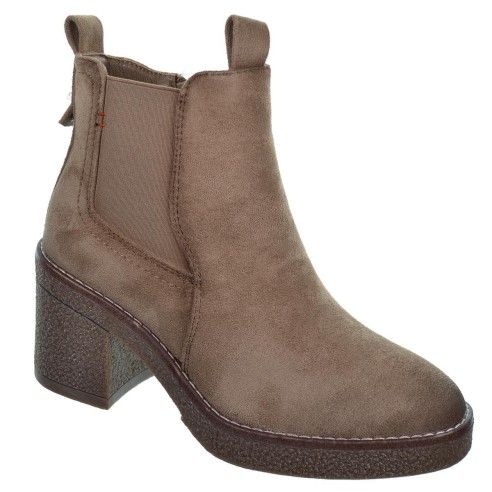 170990 Refresh Botín antelina, forro en textil. cremallera y elástico exterior. Piso de goma tacón ancho de 7cm. antideslizante.