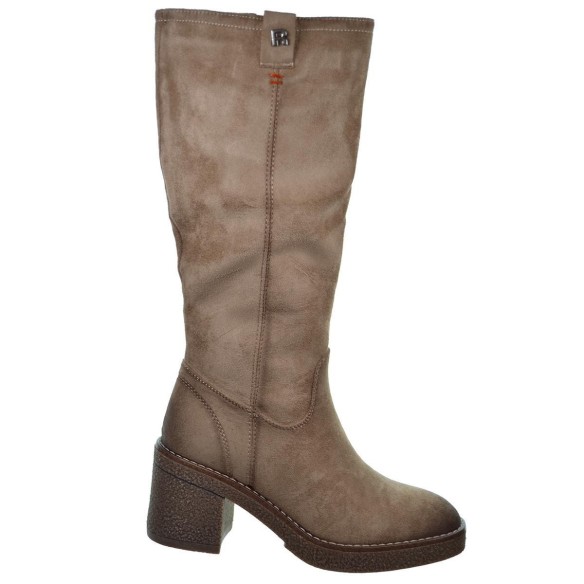 171296 Refresh Bota antelina, forro textil. Cremallera interior. Piso de goma. Tacón ancho de 7cm. antideslizante.