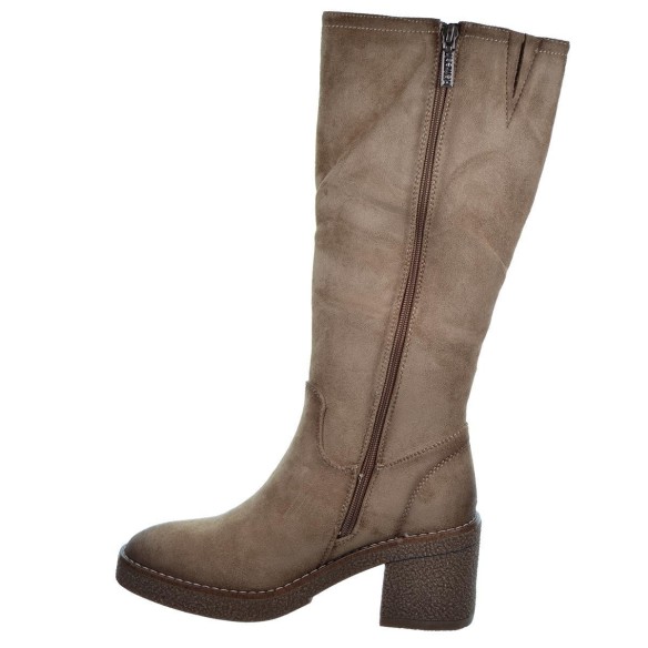 171296 Refresh Bota antelina, forro textil. Cremallera interior. Piso de goma. Tacón ancho de 7cm. antideslizante.