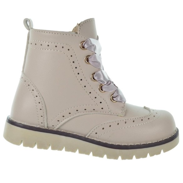 113023 Conguitos Botín sintético. Forro y plantilla textil acolchado. cremallera y cordones . Piso de goma antideslizante.