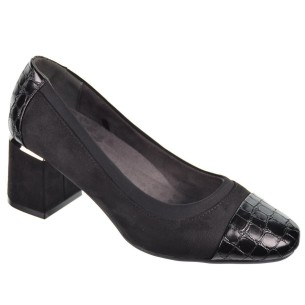 25520 Amarpies Zapato Confort estilo salón en charol y textil. Plantilla acolchada extraíble. Suela caucho con tacón ancho 2