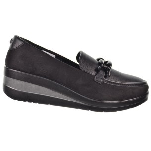 25332 Amarpies Zapato Confort en sintético y textil. Plantilla acolchada confort extraíble. Suela de caucho con cuña de 5cm.