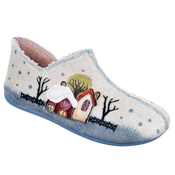30536 Cmconfort Zapatilla de Casa en textil.  con borreguillo y plantilla extraíble acolchada confort. antideslizante