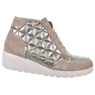 4051 Treintas 30s Botín casual piel serraje y textil acolchado. Cremallera. Plantilla extraíble . cuña antideslizante,