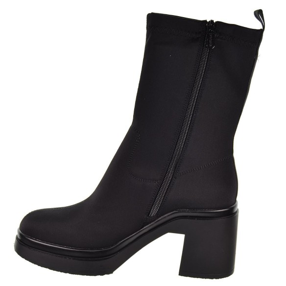 25224 D´angela Botín Botín textil  licra. Cremallera Suela antideslizante con plataforma de 2cm y tacón ancho de 7cm de altura.