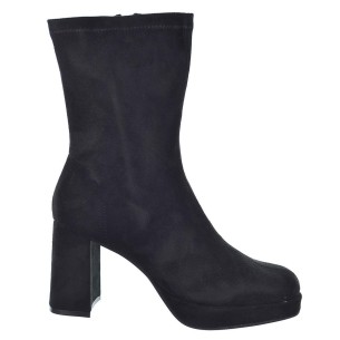 25140 D´Angela Botín antelina y licra. forro textil. Cremallera. Piso forrado antelina, plataforma tacón ancho. Antideslizante.
