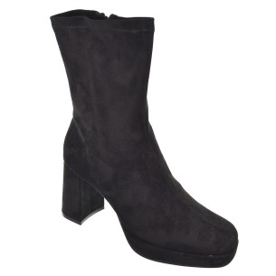 25140 D´Angela Botín antelina y licra. forro textil. Cremallera. Piso forrado antelina, plataforma tacón ancho. Antideslizante. 2