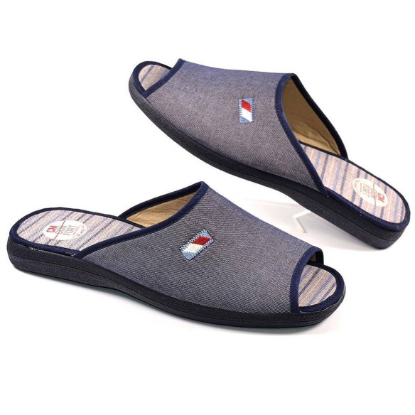 10135 Cmconfort Chancla Sandalia chancla textil con puntera abierta. Plantilla acolchada para un máximo confort. Piso de goma an