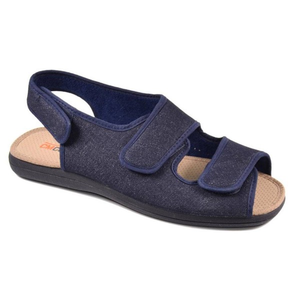 334 Cmconfort Sandalia Sandalia textil ancho especial, forro acolchado transpirable. Cierre de velcro en pala y talón. Plantilla