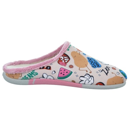 Mettevoll Hot Potatoes Zapatilla Casa Corte estampado de fieltro y planta afelpada. Plantilla extraíble 100% reciclado. Caucho.