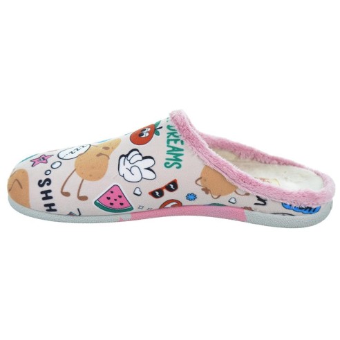 Mettevoll Hot Potatoes Zapatilla Casa Corte estampado de fieltro y planta afelpada. Plantilla extraíble 100% reciclado. Caucho.